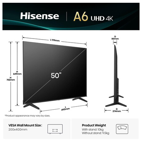 4K UHD TV Hisense 50A6Q