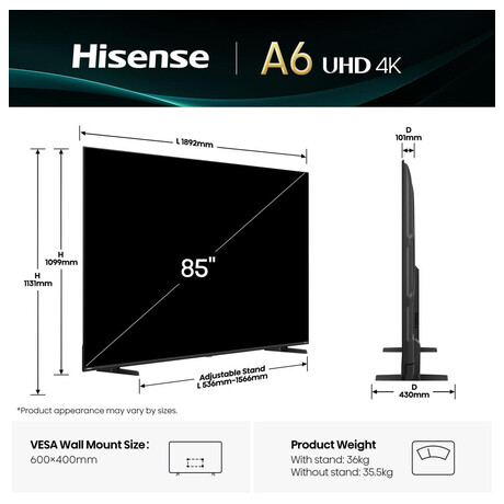 Hisense 85A6Q (foto 2)