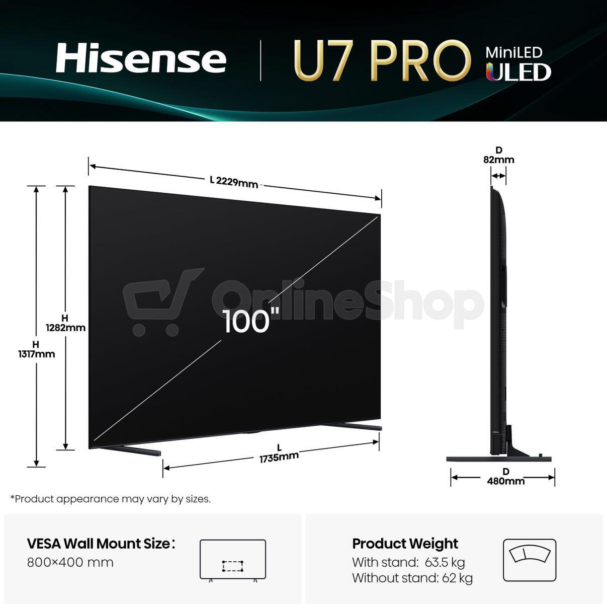 ULED MiniLED TV Hisense 100U7Q PRO