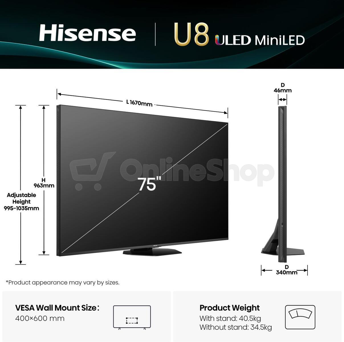 ULED MiniLED TV Hisense 75U8Q