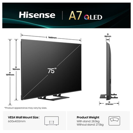 QLED Smart TV Hisense 75A7Q