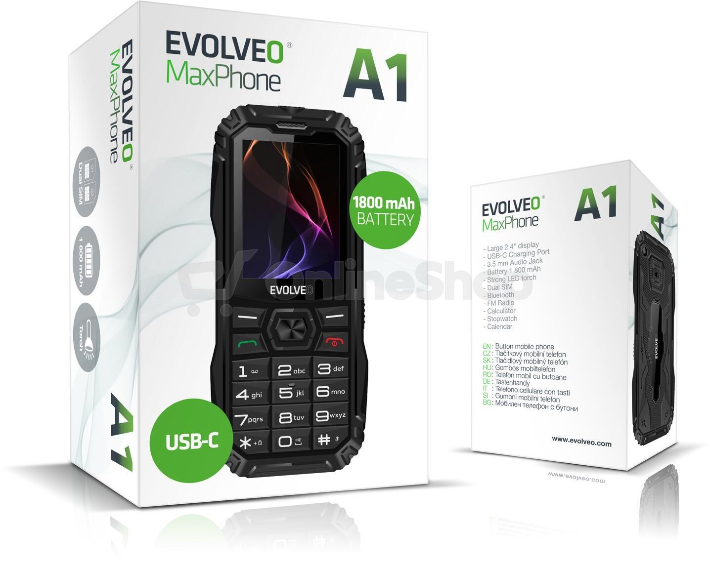 Mobilní telefon EVOLVEO MaxPhone A1 (MP-A1-BK), černý