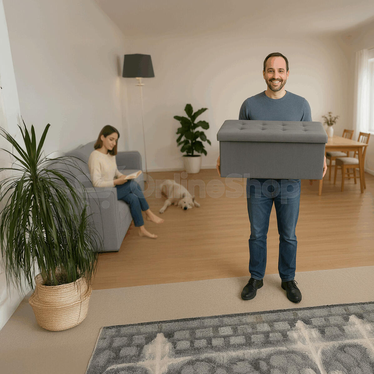 Taburet s úložným prostorem Autronic TAB-472 GREY6, šedý
