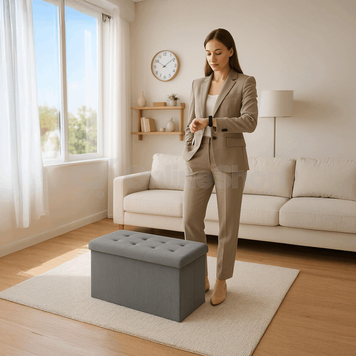 Taburet s úložným prostorem Autronic TAB-472 GREY6, šedý