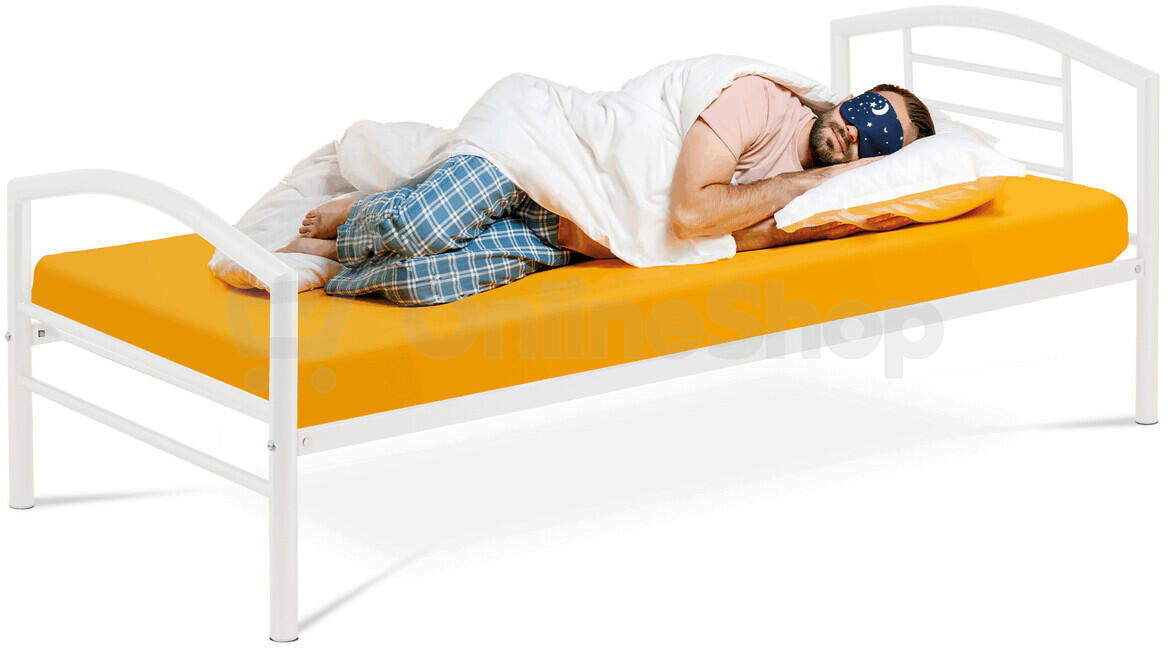 Jednolůžková postel 94x207cm, kov, bílá, BED-1900 WT Autronic