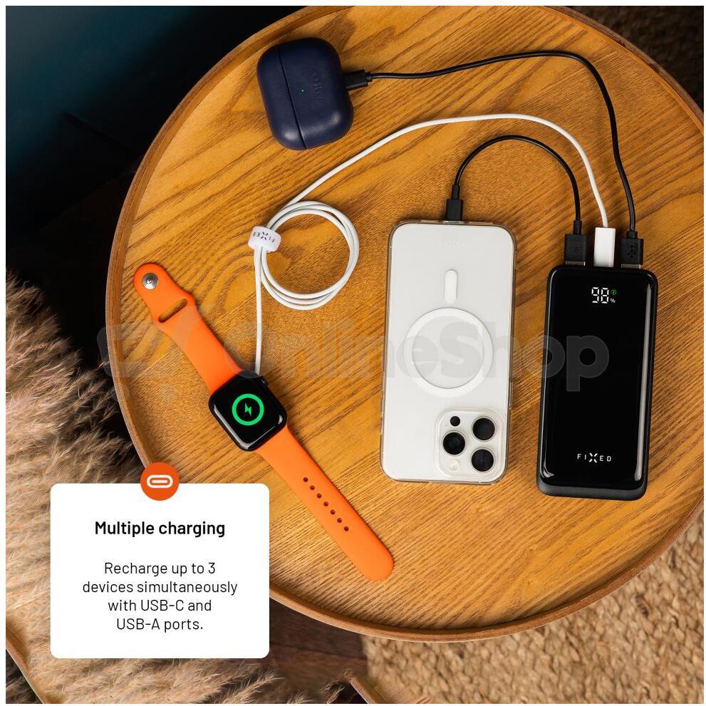 Powerbanka FIXED Zen2 30 s LCD displejem a výstupem PD 20W, 30 000 mAh, černá