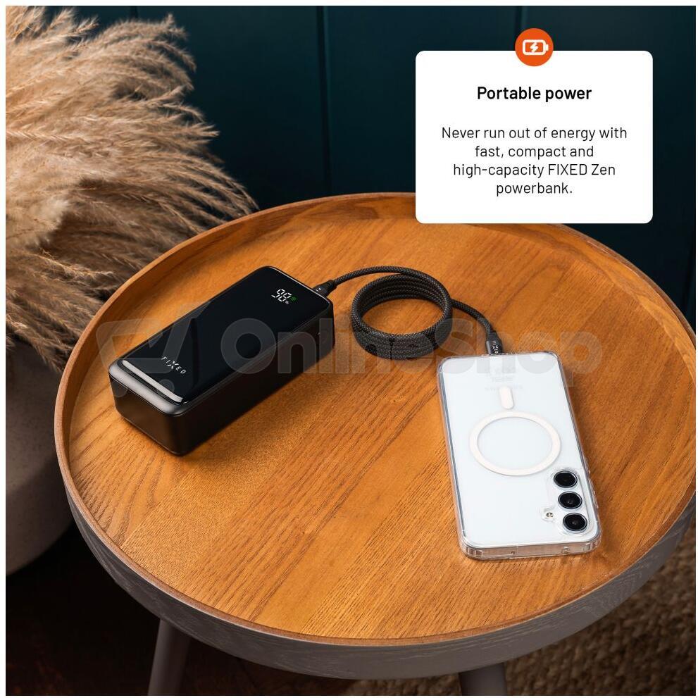 Powerbanka FIXED Zen2 30 s LCD displejem a výstupem PD 20W, 30 000 mAh, černá