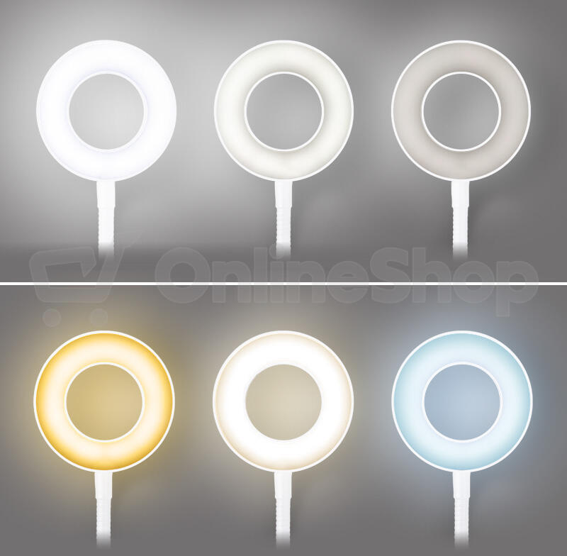 LED stmívatelná stolní lampička s klipem Solight WO66-W, bílá