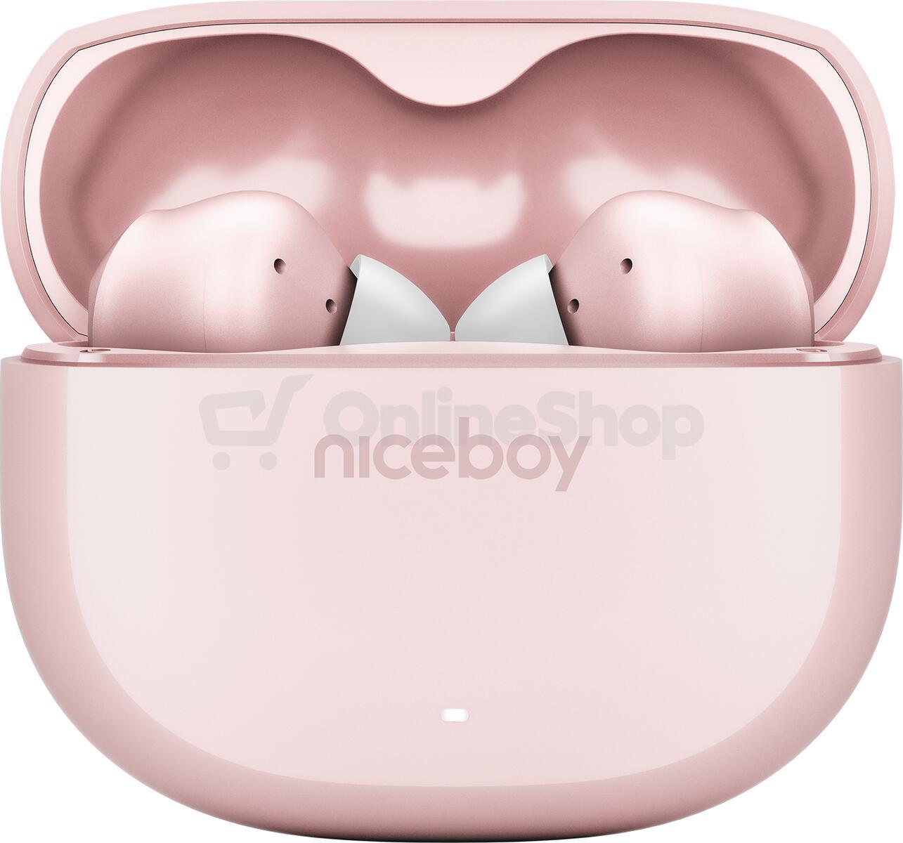 Bezdrátová sluchátka Niceboy Pins 4, růžová