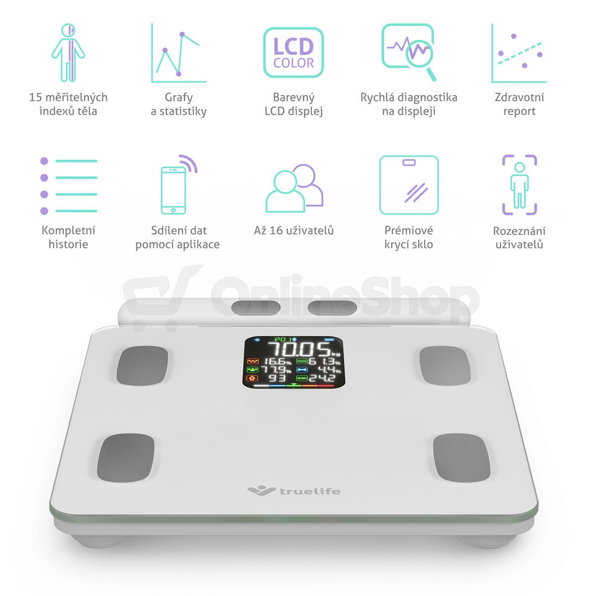 Osobní váha TrueLife FitScale W8, bílá