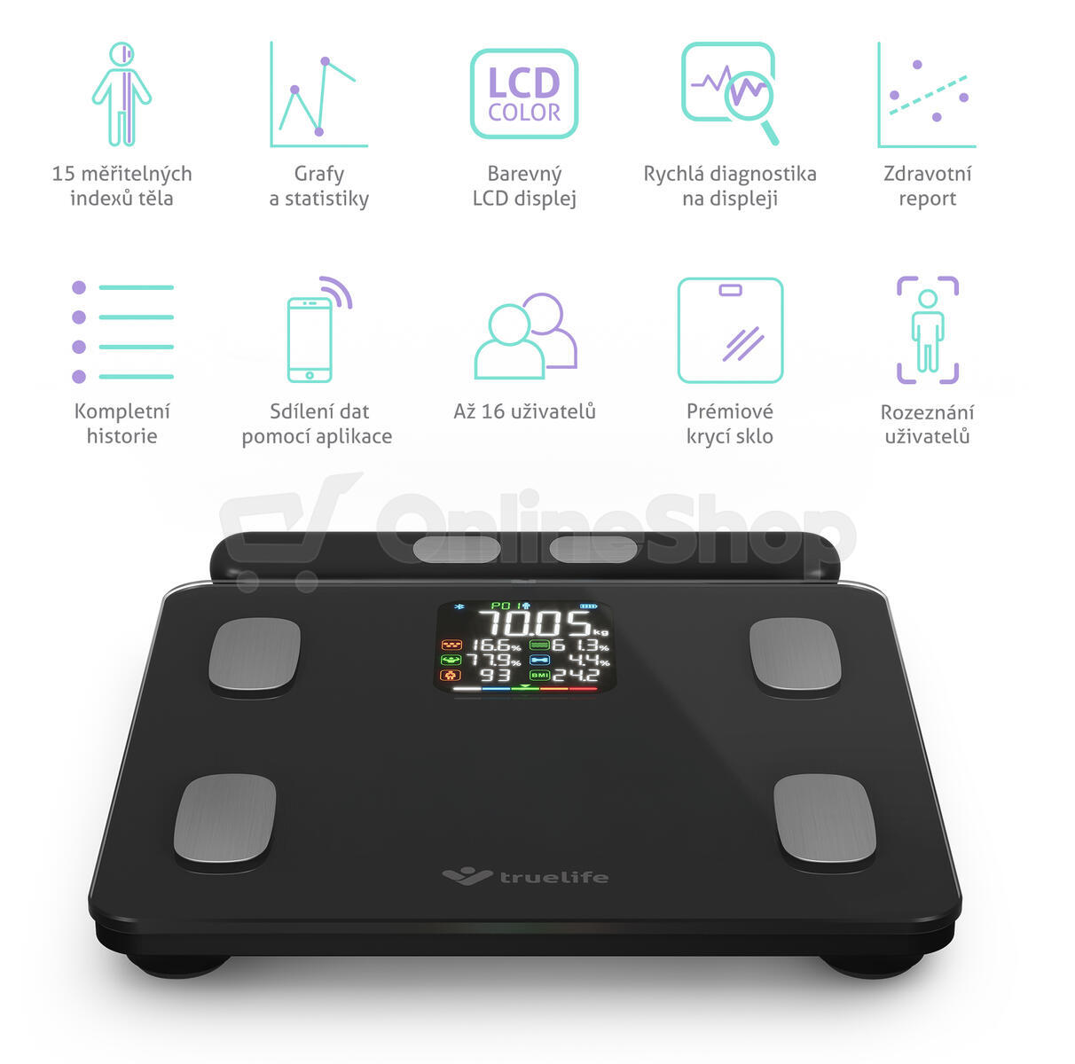 Osobní váha TrueLife FitScale W8, černá