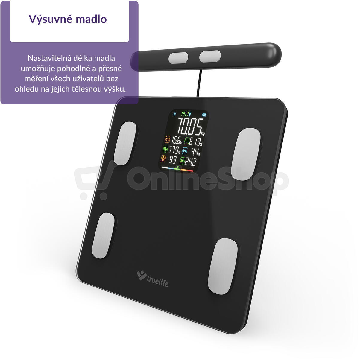 Osobní váha TrueLife FitScale W8, černá