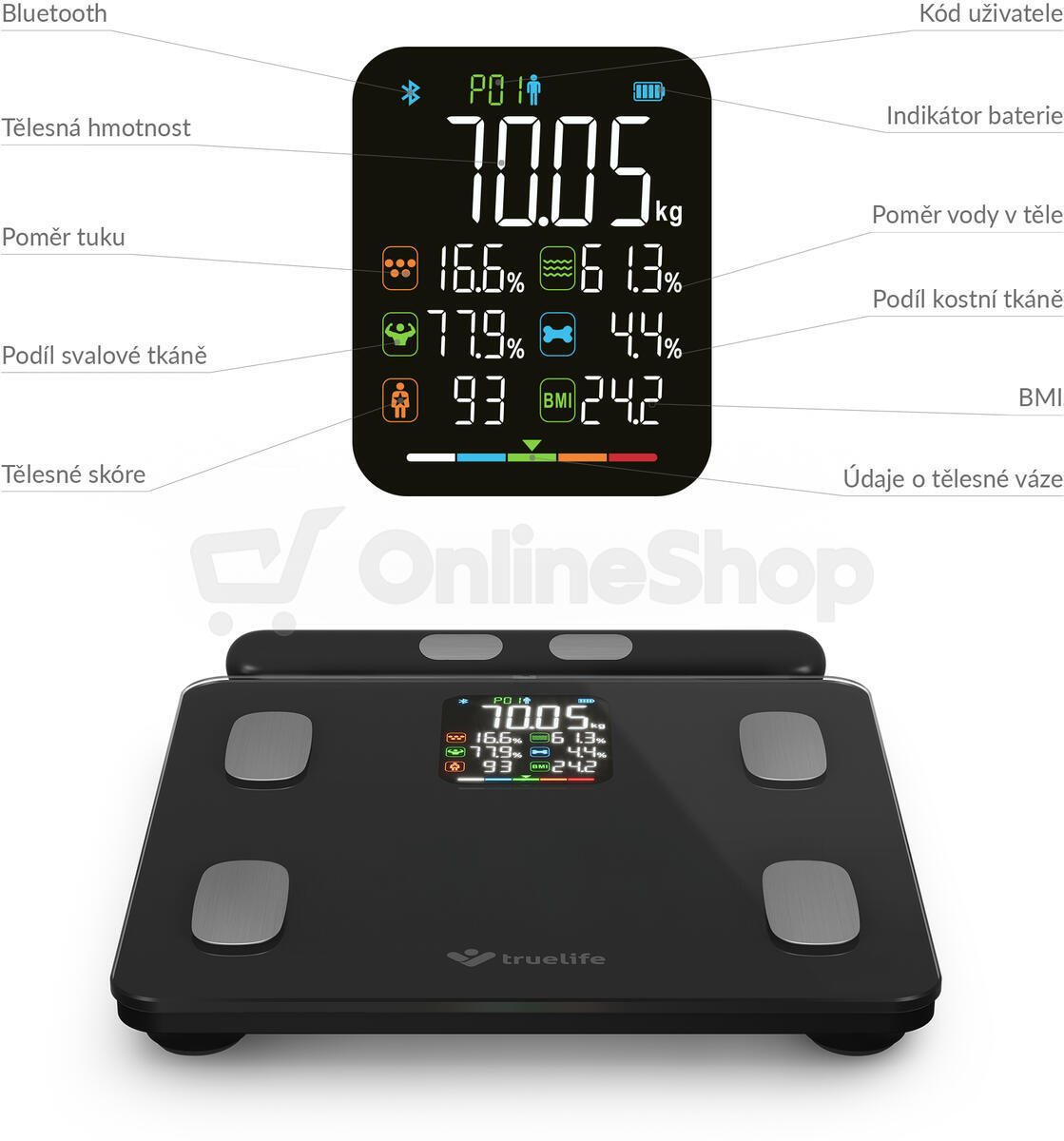 Osobní váha TrueLife FitScale W8, černá