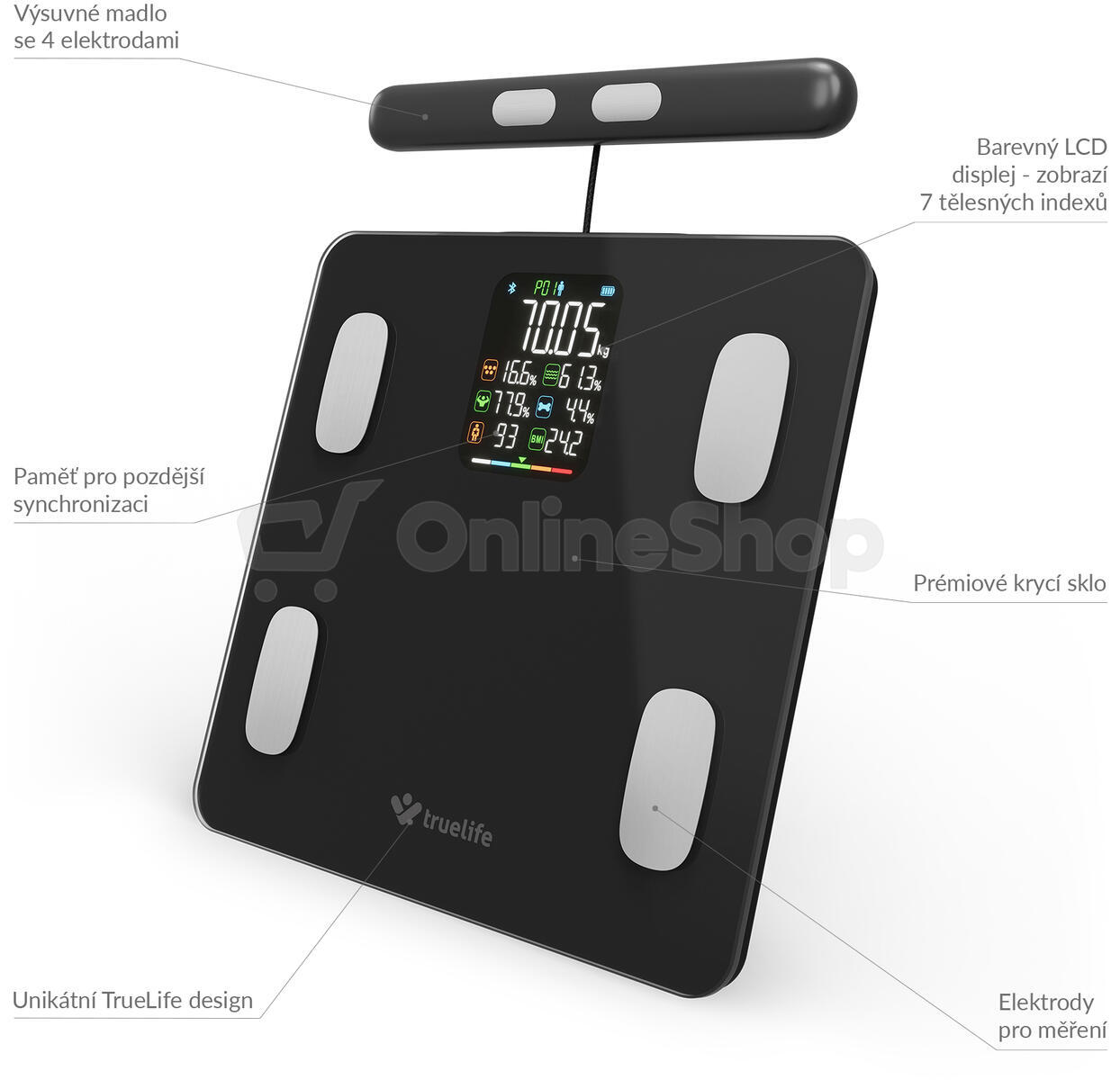 Osobní váha TrueLife FitScale W8, černá