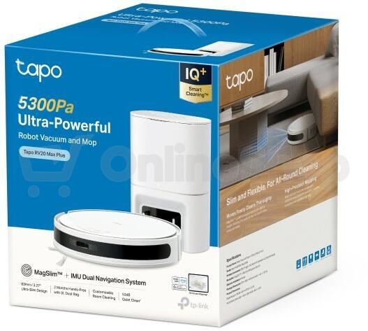Vysavač TP-Link Tapo RV20 Max Plus White robotický s mopem, 5300Pa, MagSlim