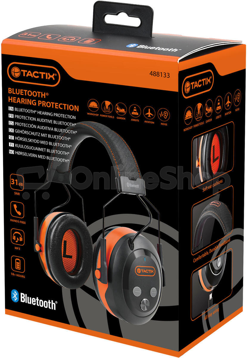 Ochranná sluchátka Tactix s bluetooth a hands-free TC488133