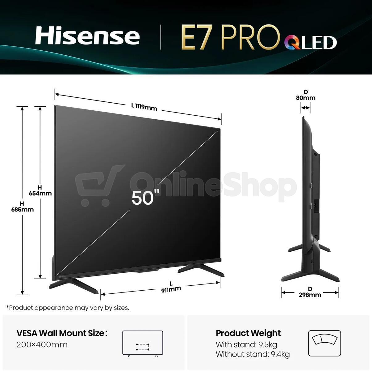 Hi-QLED Smart TV Hisense 50E7Q PRO