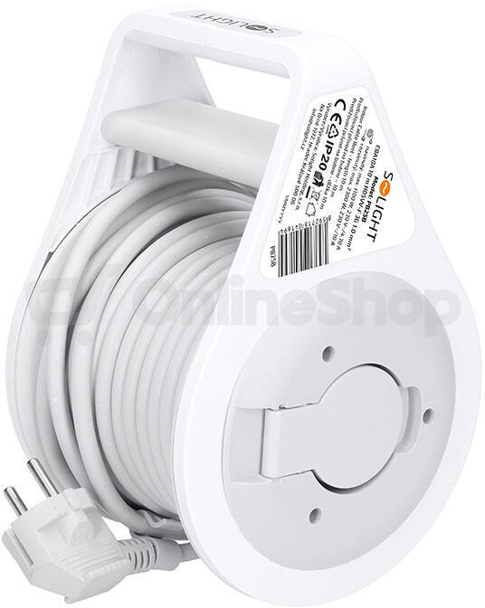Prodlužovací přívod na bubnu Solight 10 m, šedý kabel
