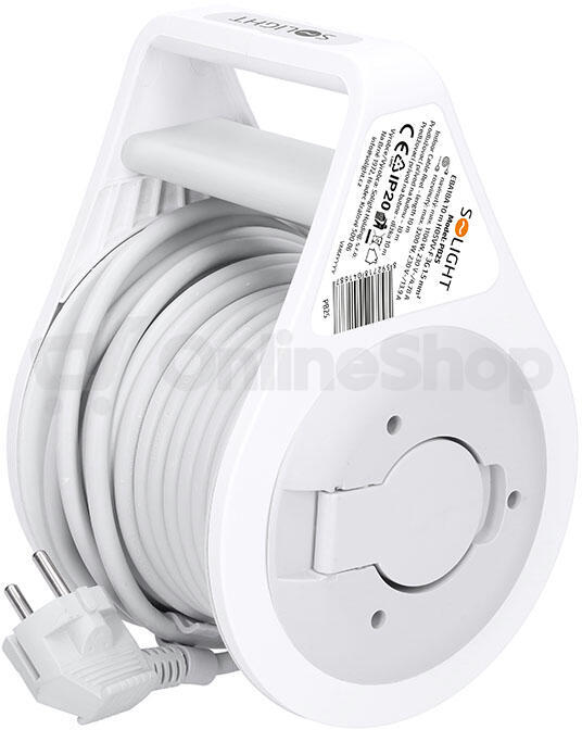 Prodlužovací přívod na bubnu Solight 10 m, šedý kabel