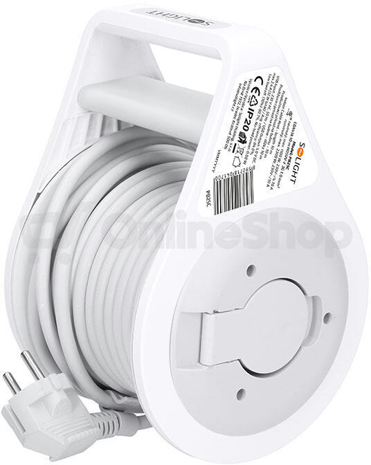 Prodlužovací přívod na bubnu Solight 10 m, šedý kabel