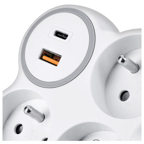 Solight USB A+C rychlonabíječka, bílá-šedá (foto 4)