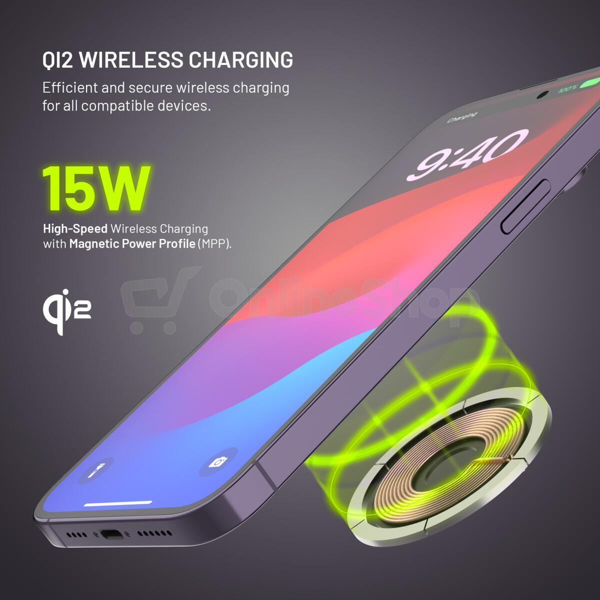 Magnetický držák FIXED 15W, Qi2, černý