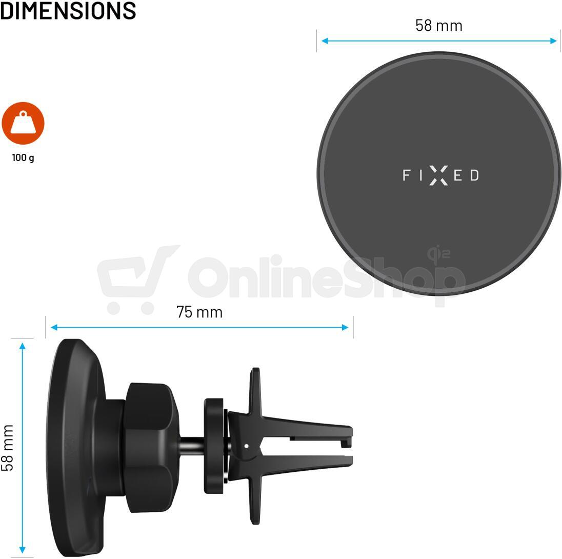 Magnetický držák FIXED 15W, Qi2, černý