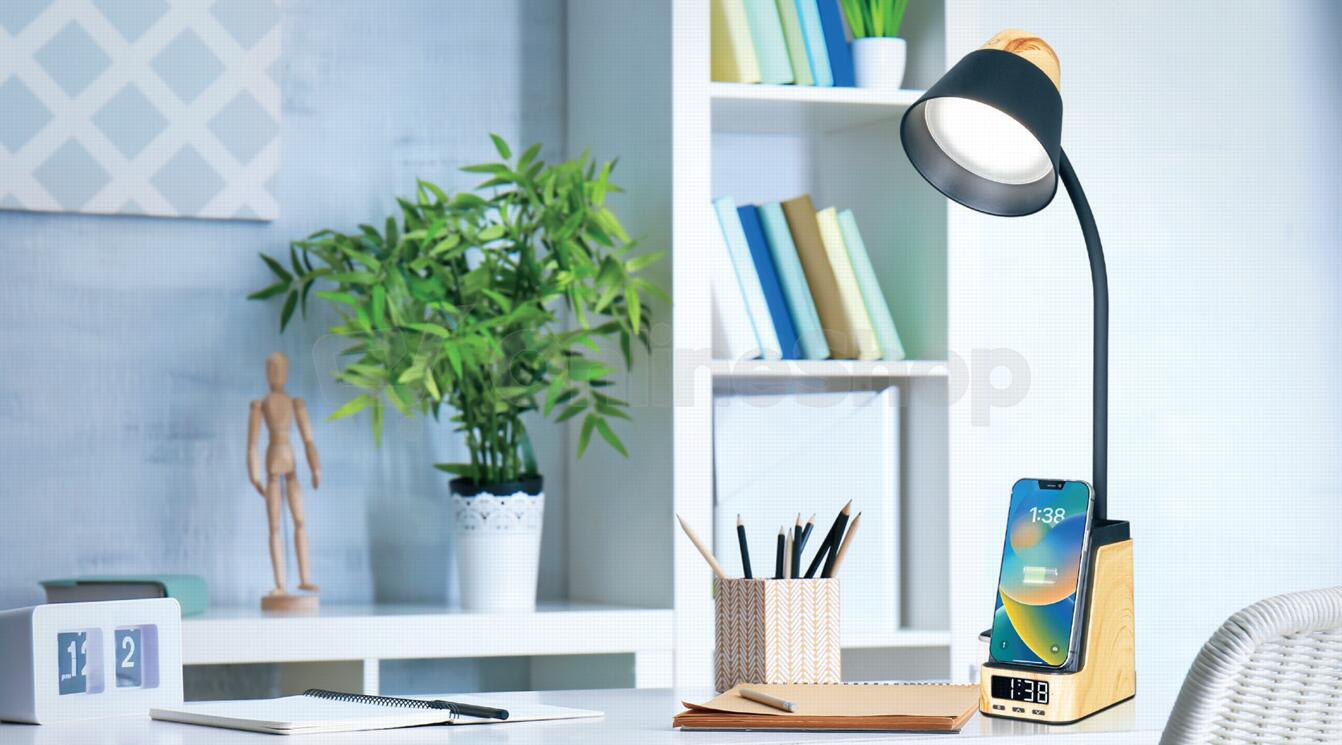 LED stolní lampička IMMAX IDEAL 09000L, světlé dřevo/černá