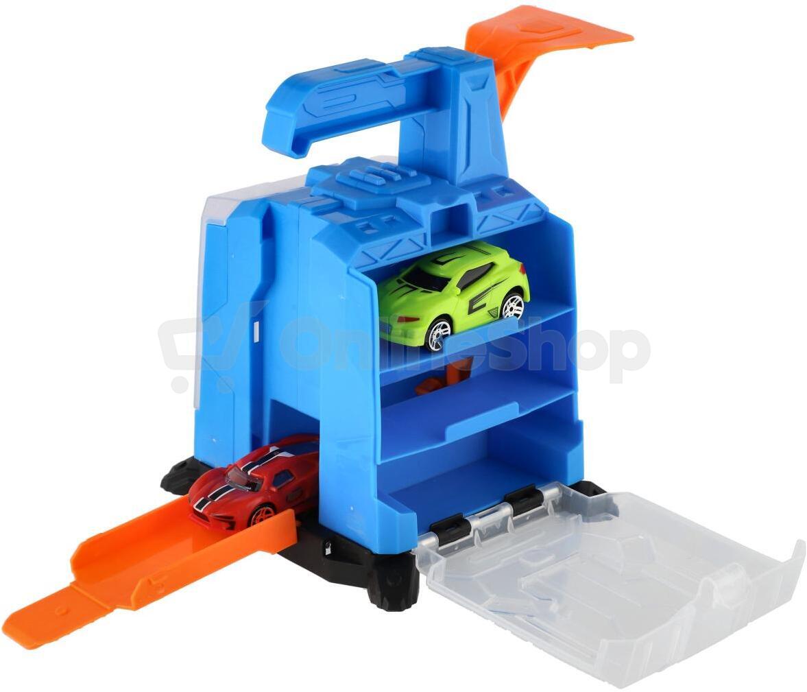 Garáž Teddies + 2 auta s vystřelovacím mechanismem, plast