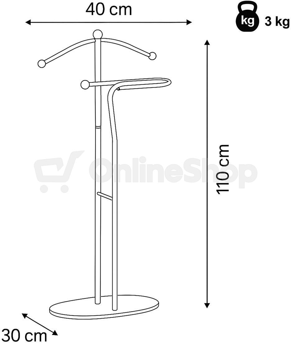 Němý sluha Autronic 83213 CRBK, kov, stříbrná