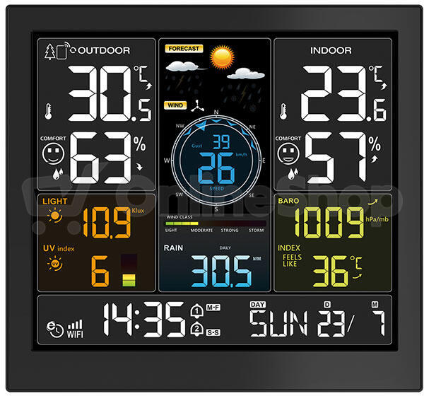 Profesionální smart WIFI meteostanice Solight TE93WiFi