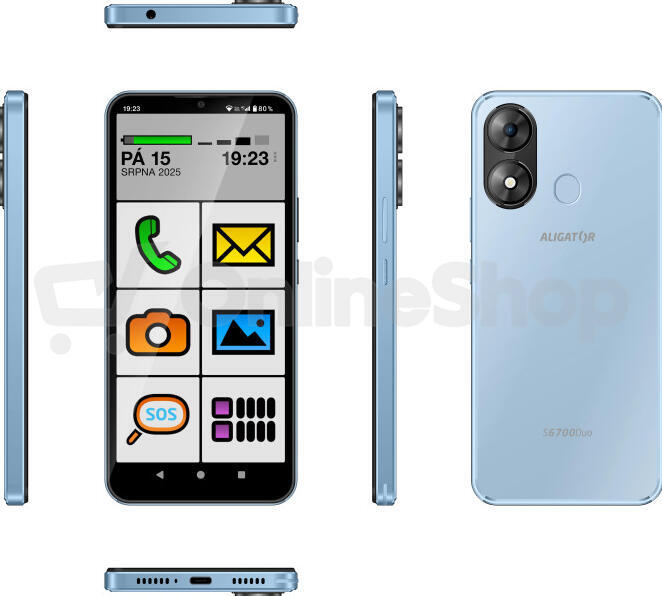 Mobilní telefon Aligator S6700 Senior Blue