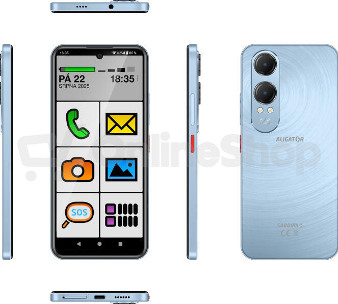 Mobilní telefon Aligator S8000 Senior Blue