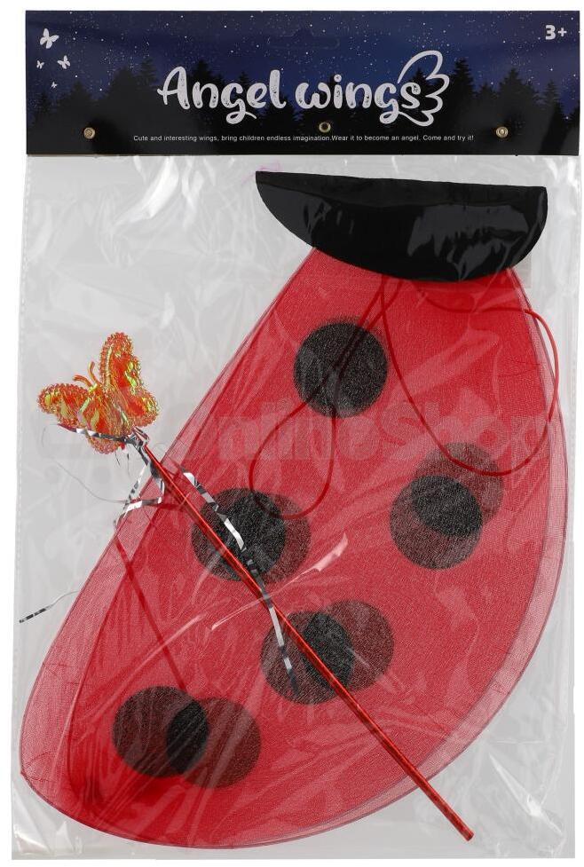 Teddies Křídla beruška s hůlkou nylon v sáčku 30,5x46x1cm karneval