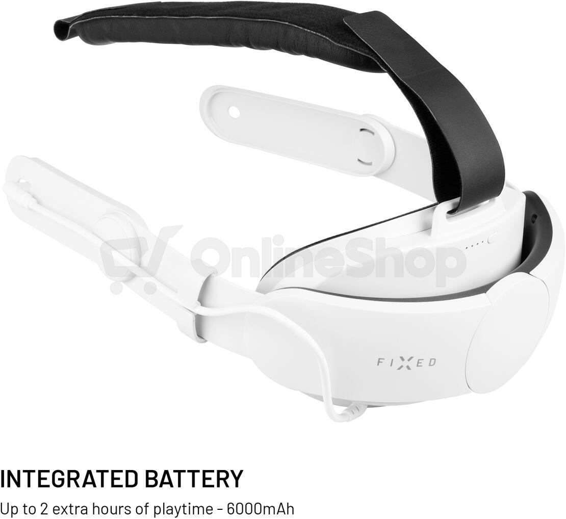 Náhlavní popruh s baterií FIXED VR Power Headstrap pro Meta Quest 3/3S, 6 000 mAh, bílý
