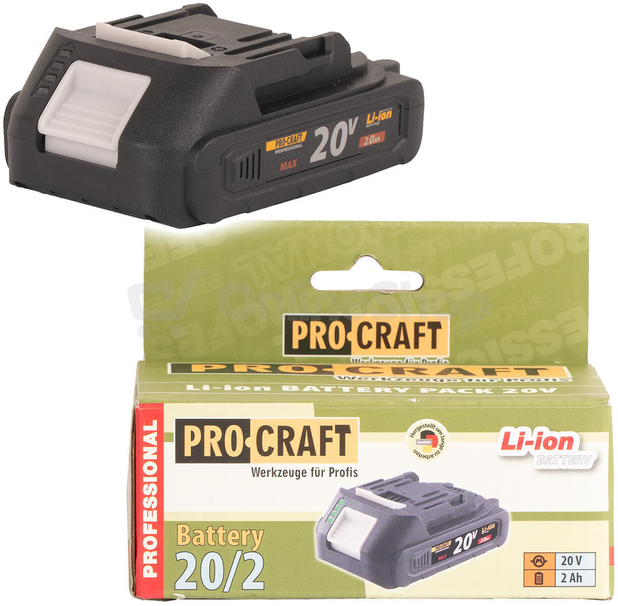Baterie akumulátorová 20V Li-ion, 2000mAh Procraft 20/2A / 20/2A