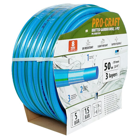 Modr zahradn hadice Procraft PR-3KGH1950 3 vrstvy, 3/4" 50 m / PR-3KGH1950
