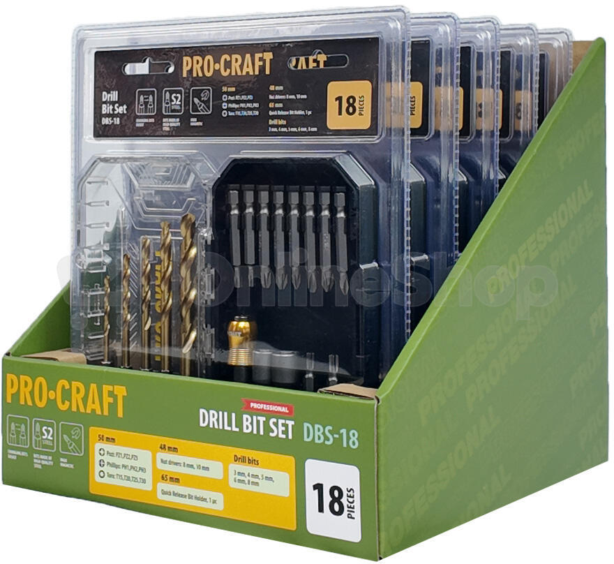 Sada vrtáků a bitů Procraft DBS-18, S2 / DBS-18