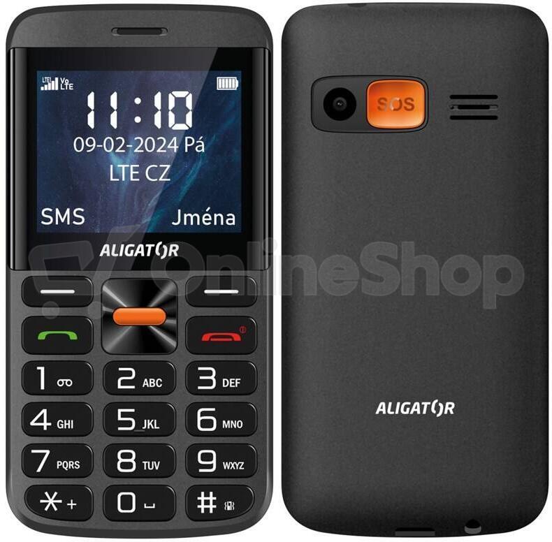 ALIGATOR A910 4G Senior černý + nabíjecí stojánek