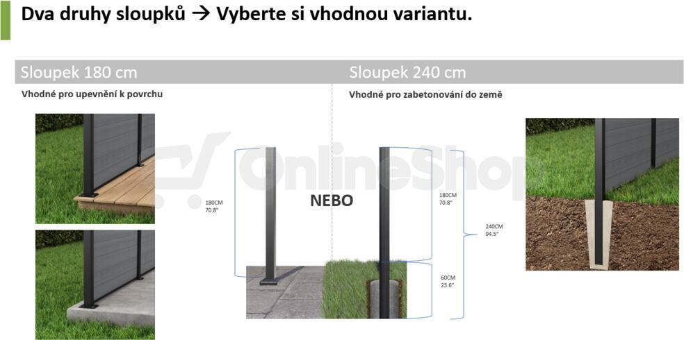 KETER Hliníkový sloupek k plotu KETER 180 cm - antracit