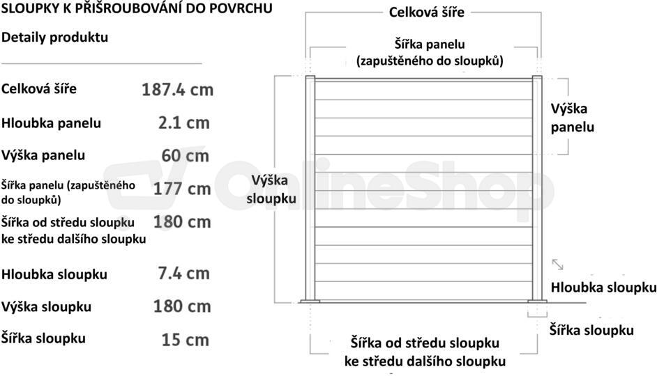 KETER Hliníkový sloupek k plotu KETER 180 cm - antracit