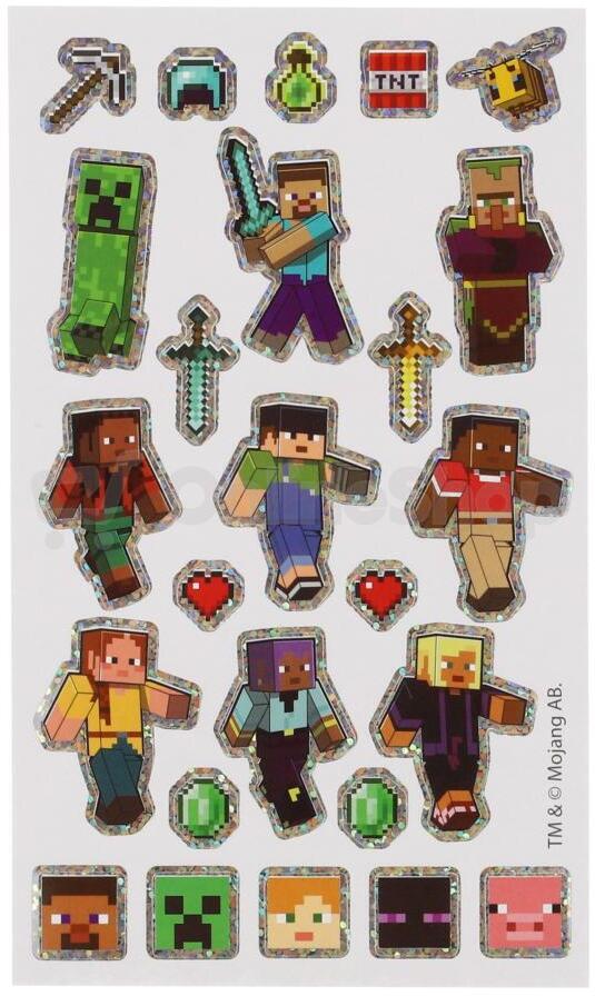 Teddies Samolepky Minecraft třpytivé 25ks ve fólii