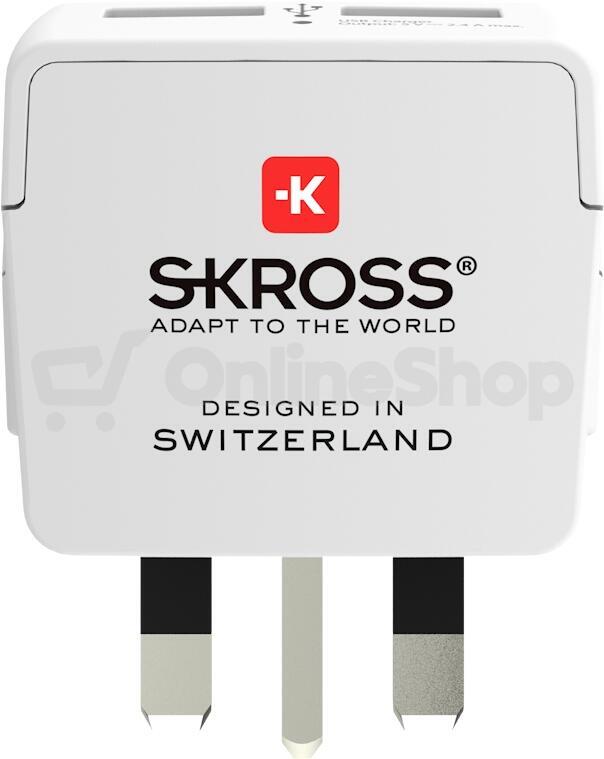 Cestovní adaptér SKROSS s USB A+C 20W do Velké Británie, typ G