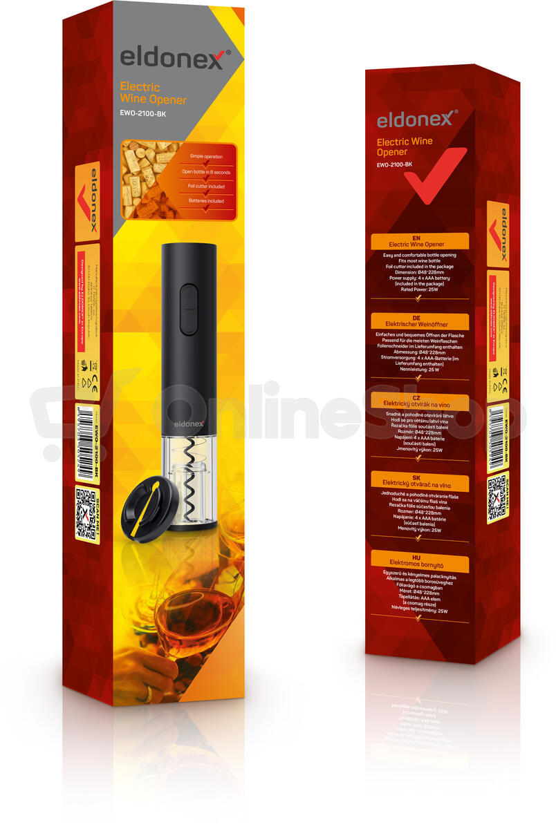 ELDONEX WineSpin elektrický otvírák na víno, ČERNÝ
