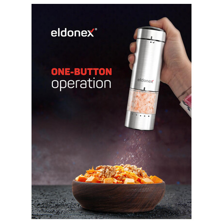 ELDONEX PepperSpin elektrický mlýnek na&nbsp;sůl/pepř, STŘÍBRNÝ (foto 3)