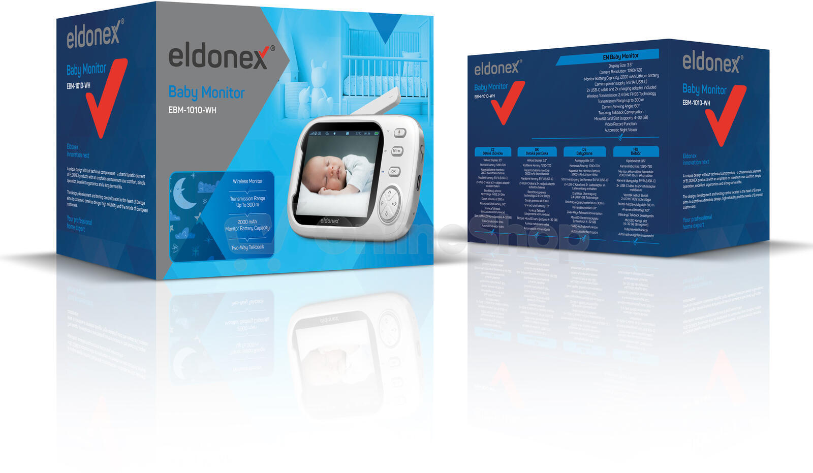 ELDONEX BabyCheck dětská video chůvička, BÍLÁ