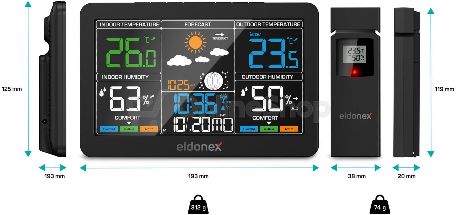 Meteostanice Eldonex WeatherCheck, černá