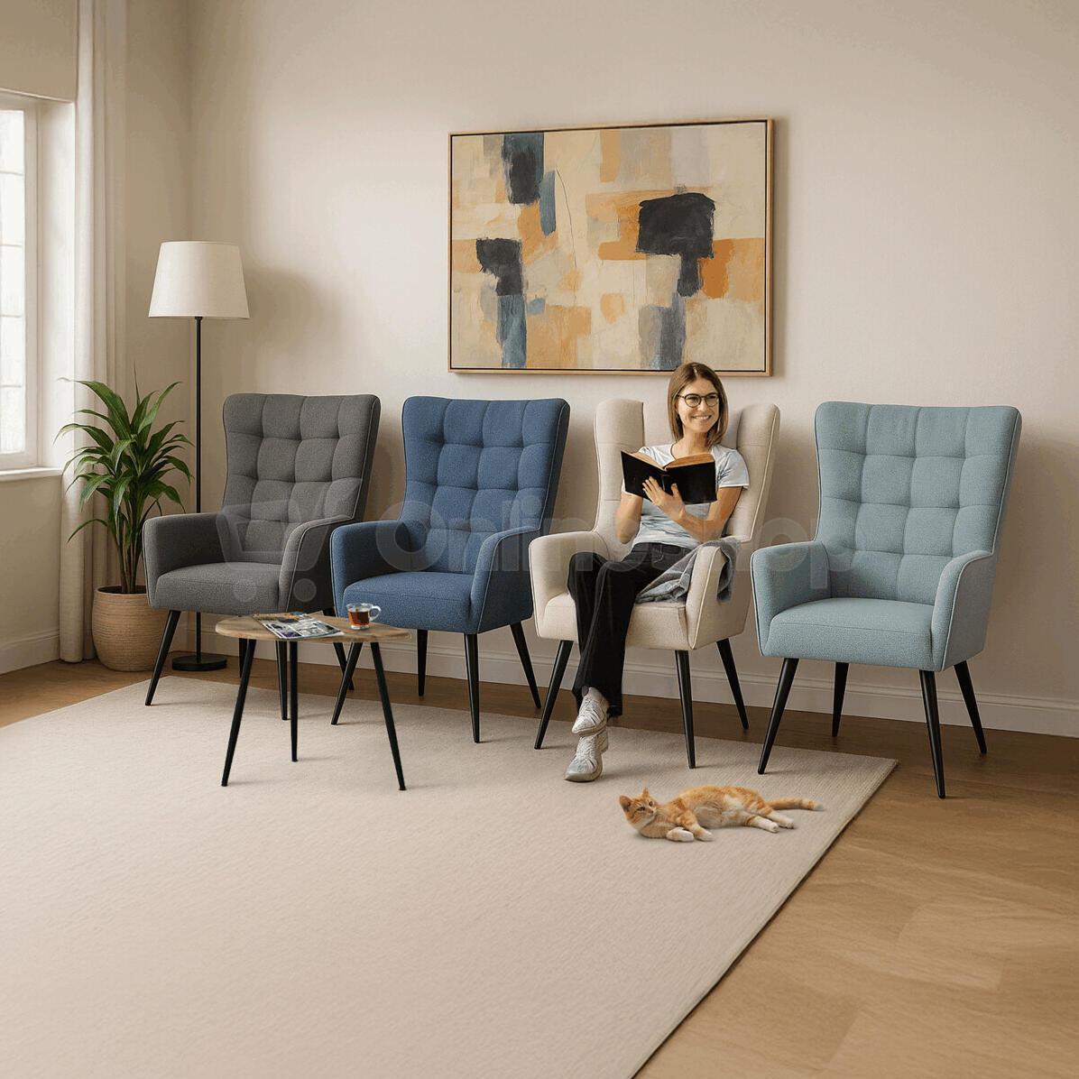 Křeslo ušák, modrá AK-315 BLUE2 Autronic, Látka