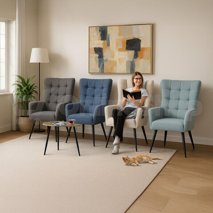 Křeslo ušák, šedá, látka, AK-315 GREY2 Autronic