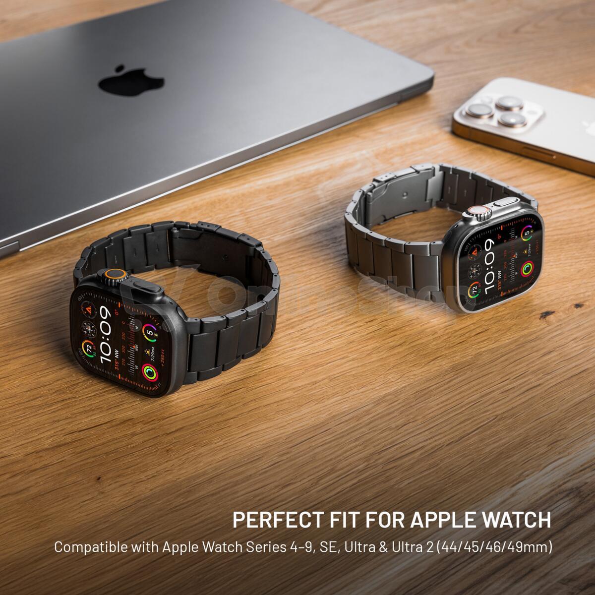 Titanový řemínek FIXED Titanium Strap pro Apple Watch 44/45/46/49mm, černý